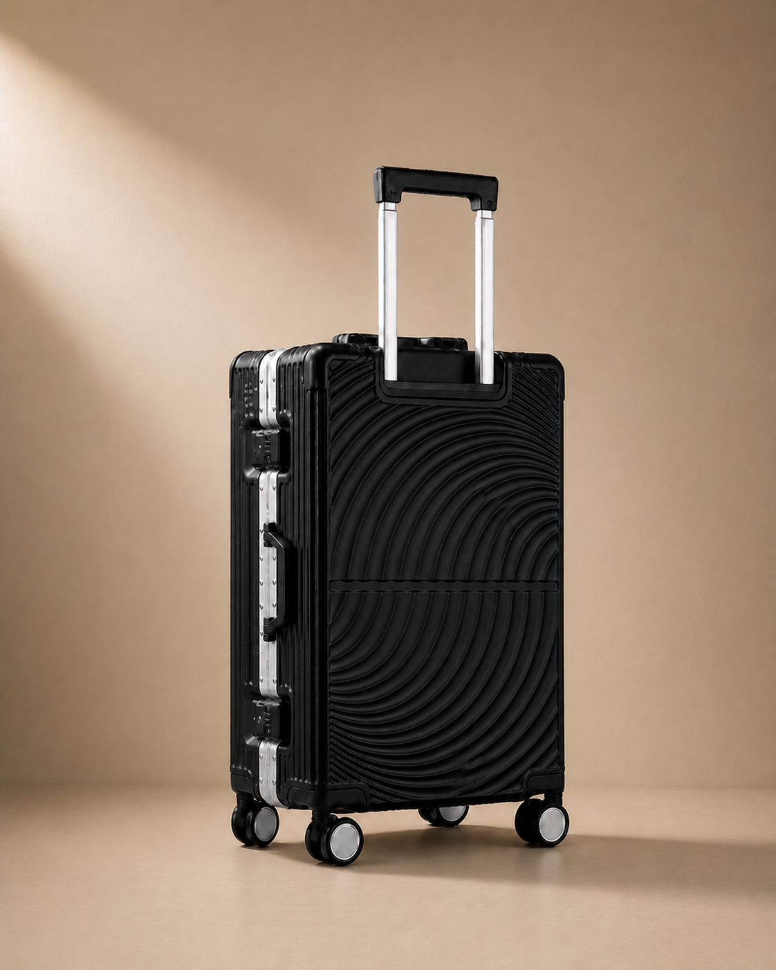 Swanage Large Capacity Aluminium Frame Cabin Suitcase, 20-29 Inch - rear side view