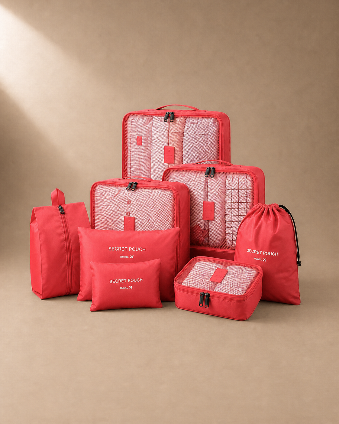 Grassington Travel Packing Cubes in Red