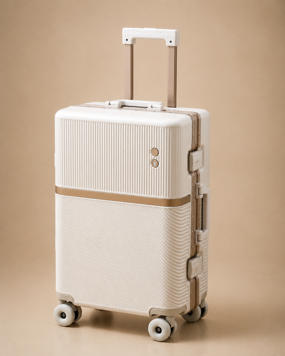 Studland Large Capacity Aluminium Frame Cabin Suitcase - 20-28 Inch in White