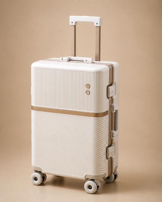 Studland Large Capacity Aluminium Frame Cabin Suitcase - 20-28 Inch in White