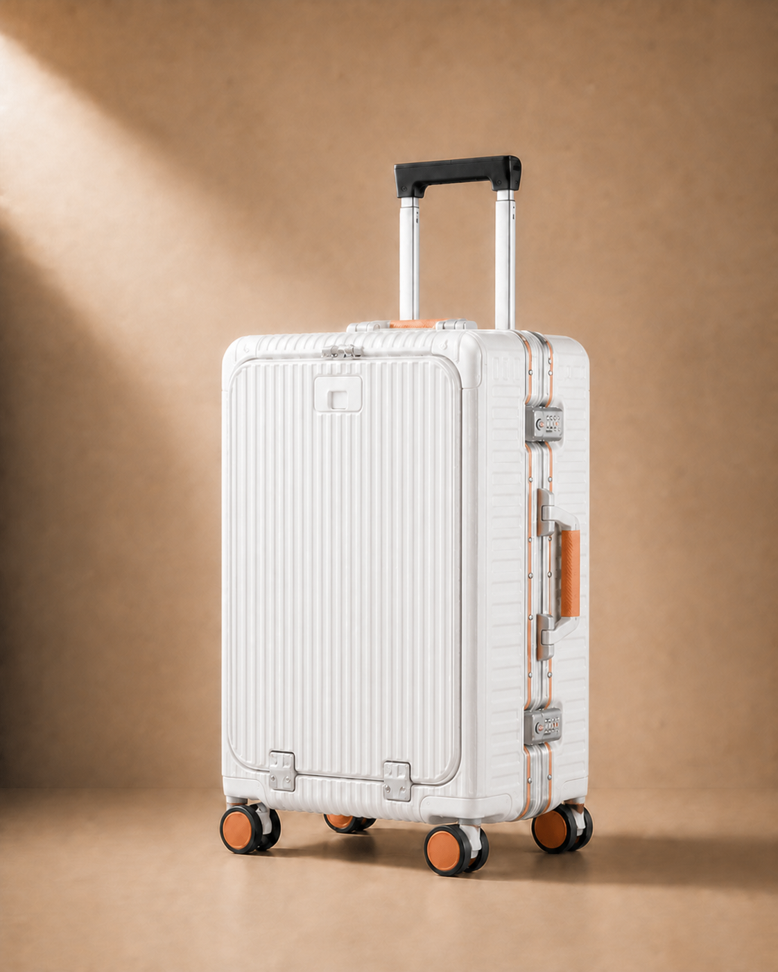 Perranporth Aluminium Frame Cabin Suitcase - 20/24 Inch in White