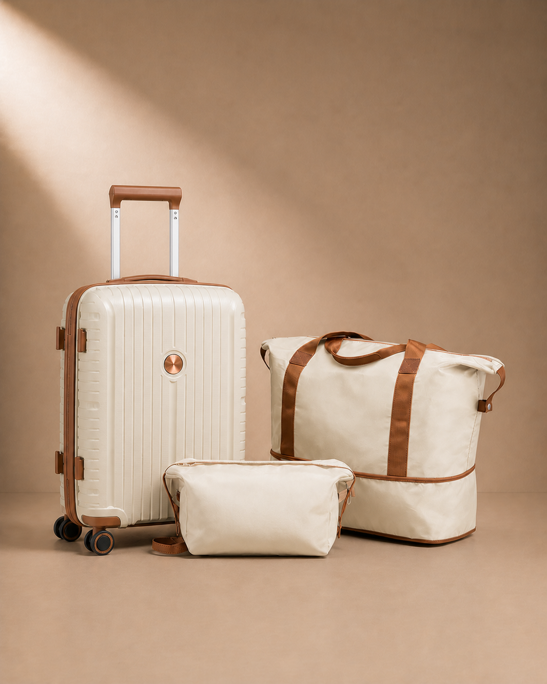 Clovelly 3 Piece Trolley Suitcase Set - 20/24/28 Inch in White 3 Piece set