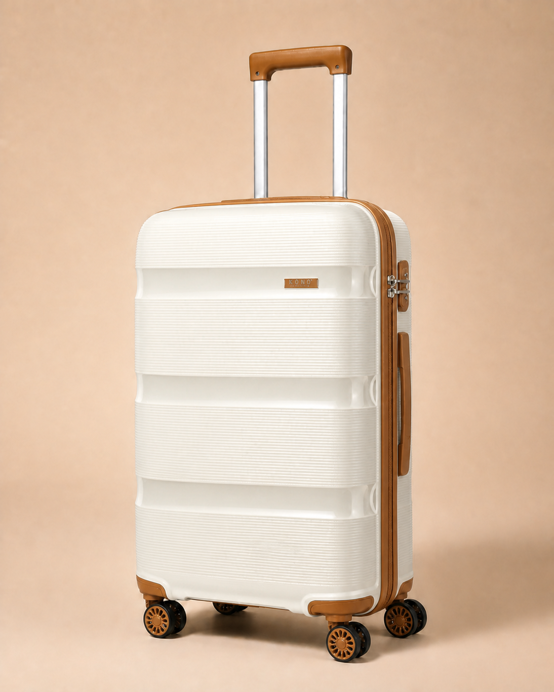 Aberaeron 3 Piece Hard Shell Suitcase Set with Travel Bag - 14/20/24/28 Inch in White