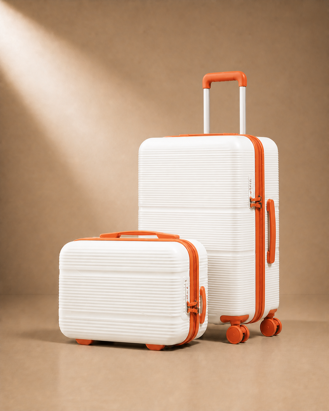 Trebah Travel Makeup Case with Vanity Case - 13/20 Inch in White Orange