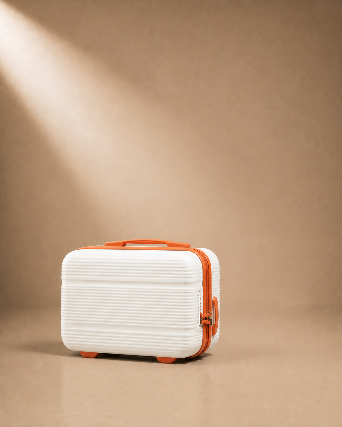 Trebah Travel Makeup Case with Vanity Case - 13/20 Inch in White Orange