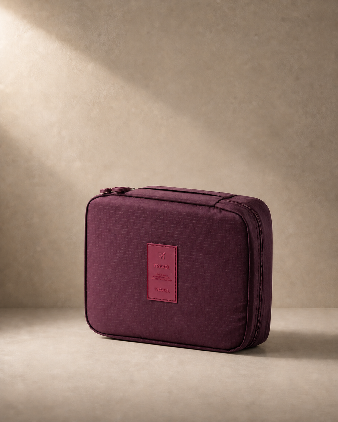 Godrevy Travel Makeup Case with Cosmetic Organiser in Wine Red