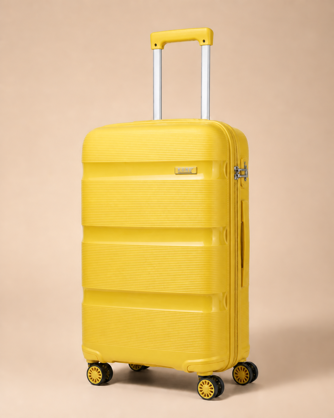 Aberaeron 3 Piece Hard Shell Suitcase Set with Travel Bag - 14/20/24/28 Inch in Yellow