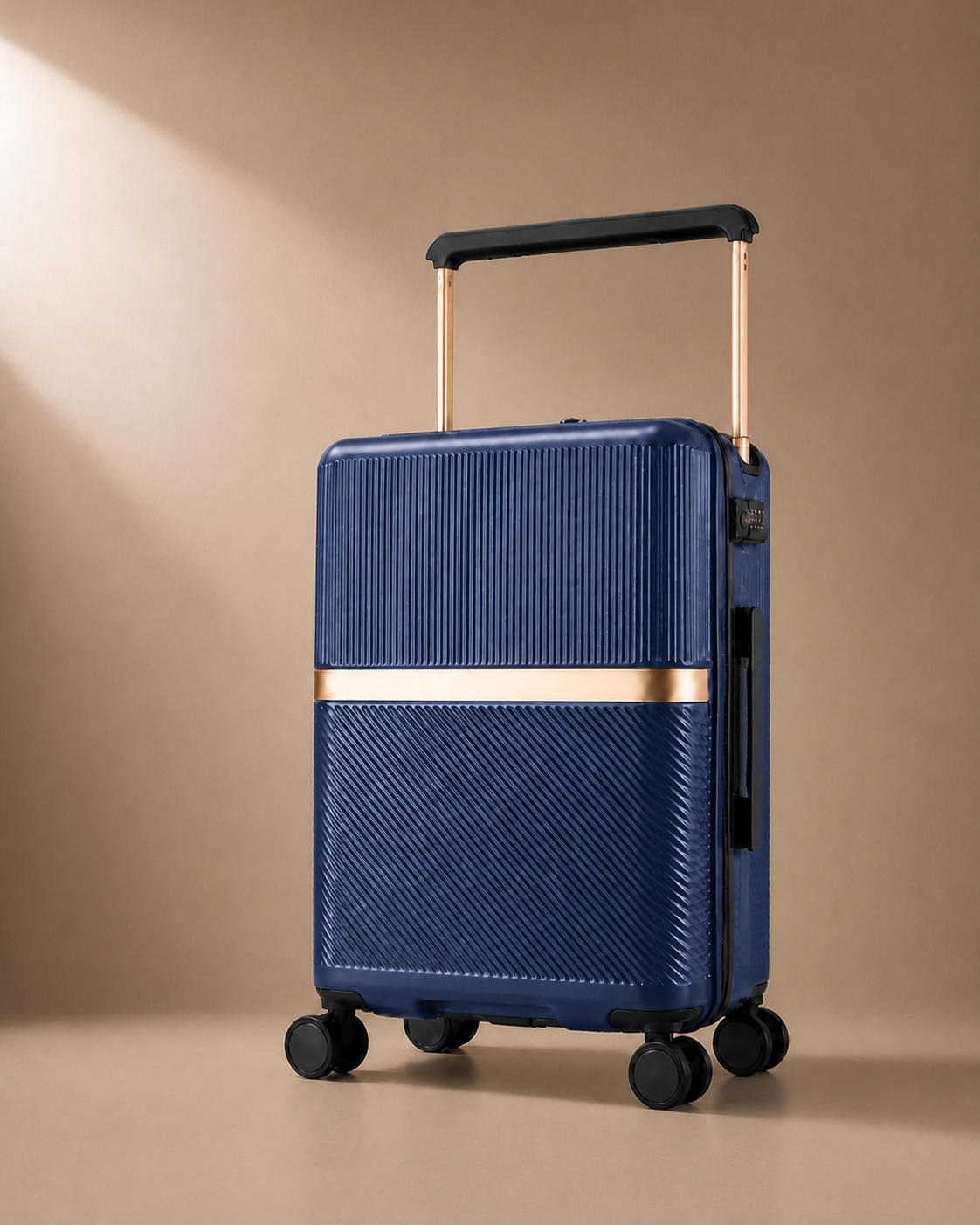 Cadgwith Cabin Suitcase in Blue - premium studio product photo