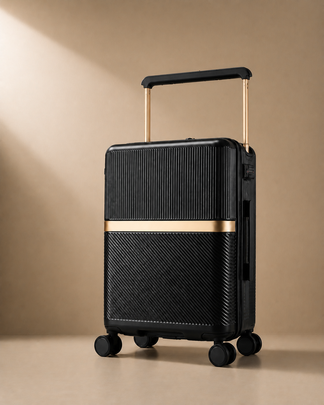 Cadgwith Cabin Suitcase in Black - front studio product photo