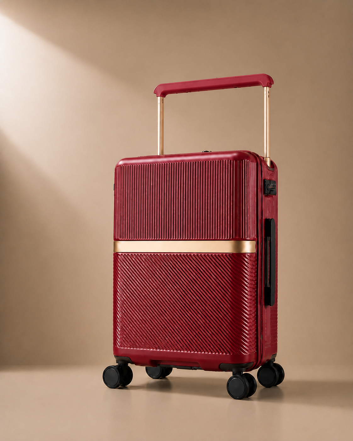 Cadgwith Cabin Suitcase in Red - premium studio product photo