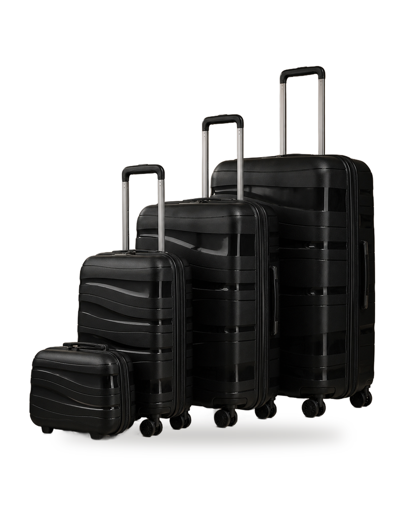 4 Piece Set in Black on white background