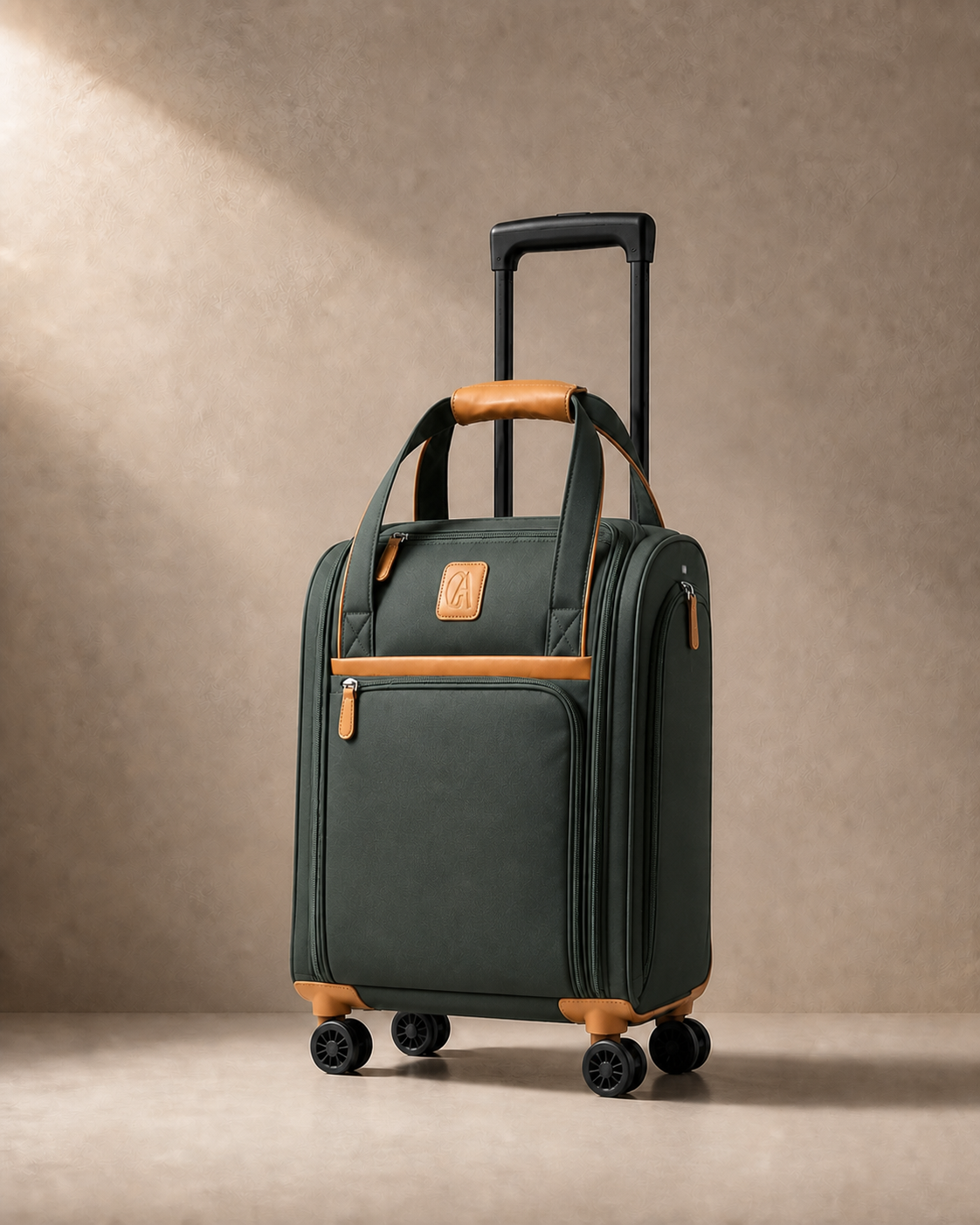 Whitby Cabin Suitcase with Laptop Pocket - 16 Inch in Dark Green