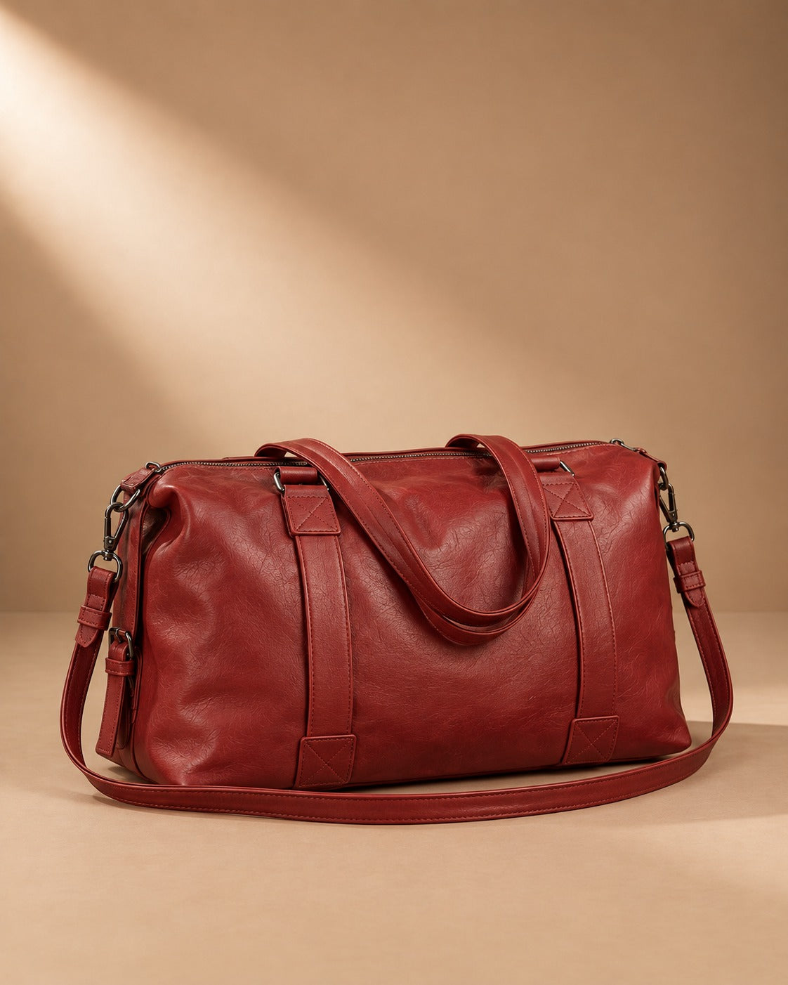 Masham Leather Weekend Holdall - Red