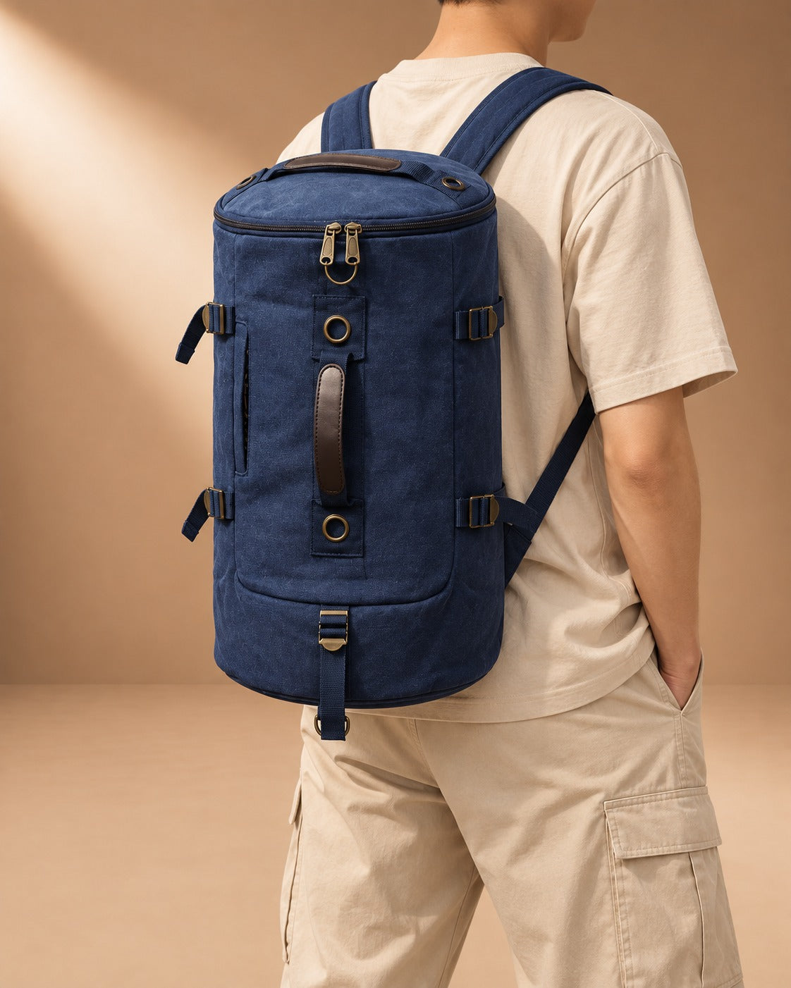 Arncliffe Canvas Barrel Duffle Backpack - porte