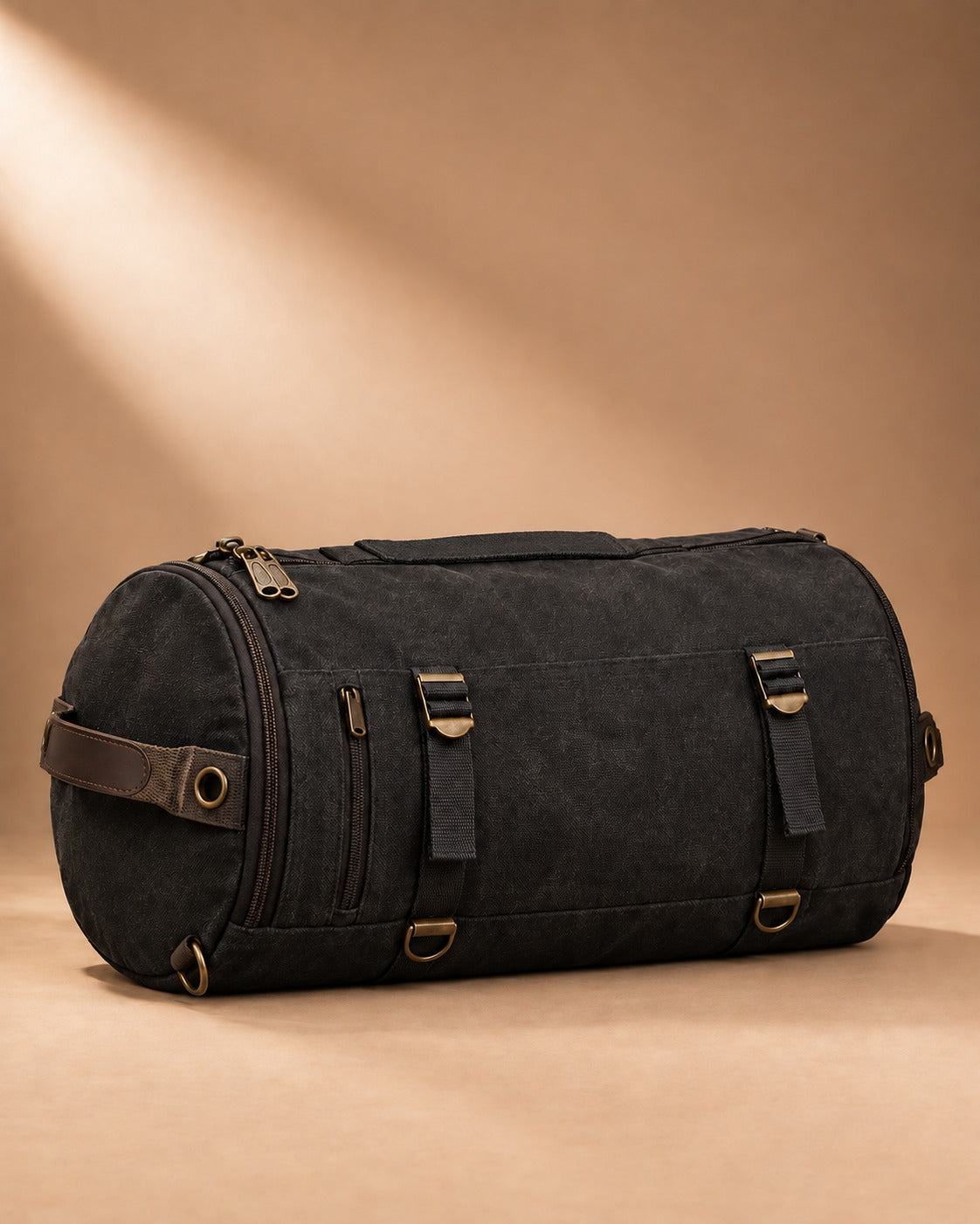 Arncliffe Canvas Barrel Duffle Backpack - Black