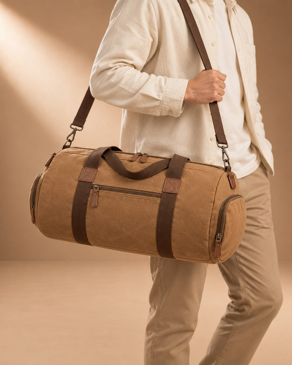 Carperby Vintage Canvas Barrel Duffle Bag - view 3