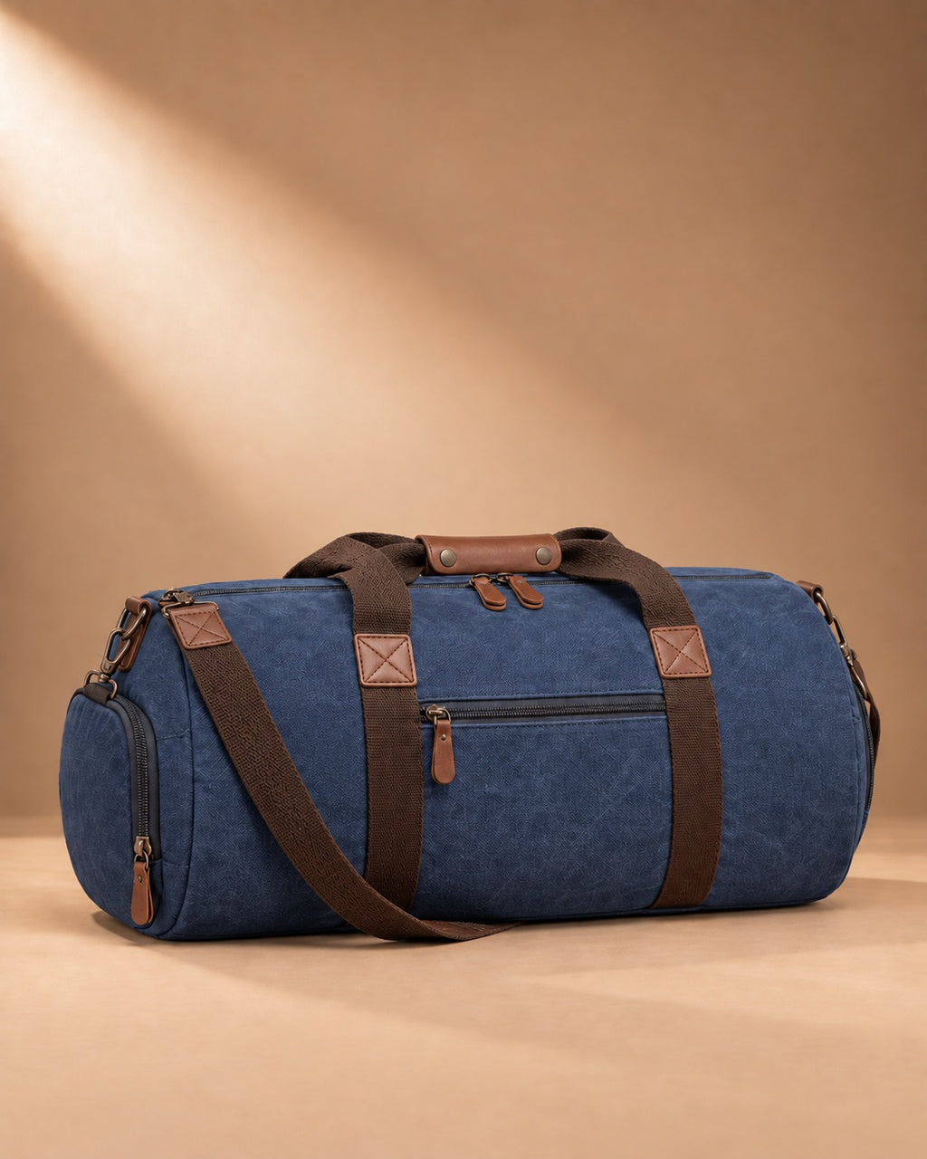 Carperby Vintage Canvas Barrel Duffle Bag - Blue