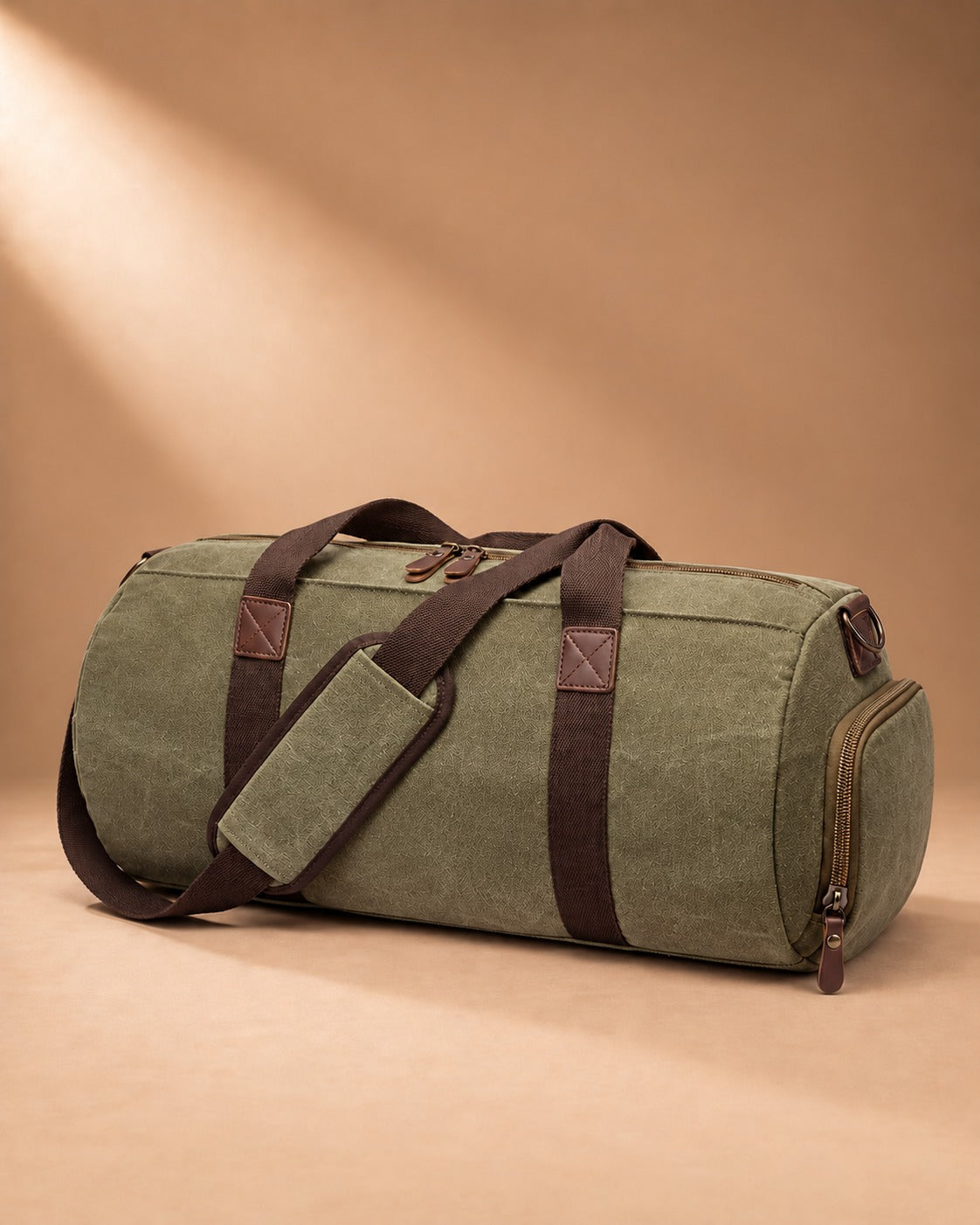Carperby Vintage Canvas Barrel Duffle Bag - green