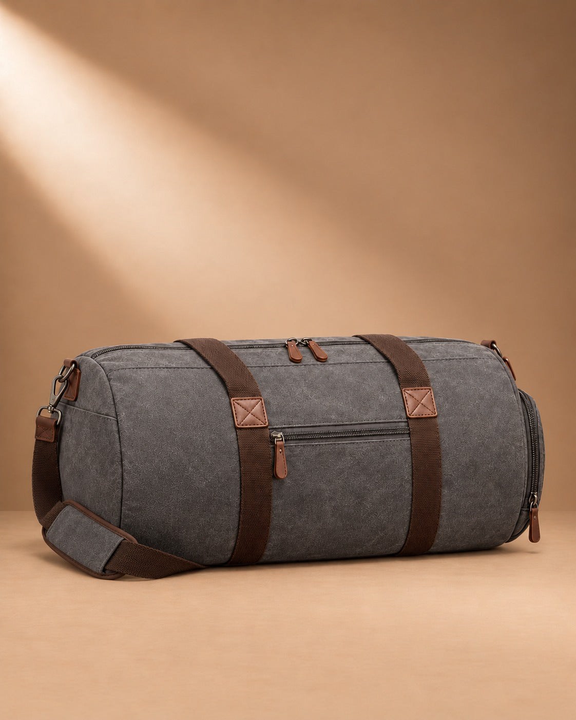 Carperby Vintage Canvas Barrel Duffle Bag - Grey