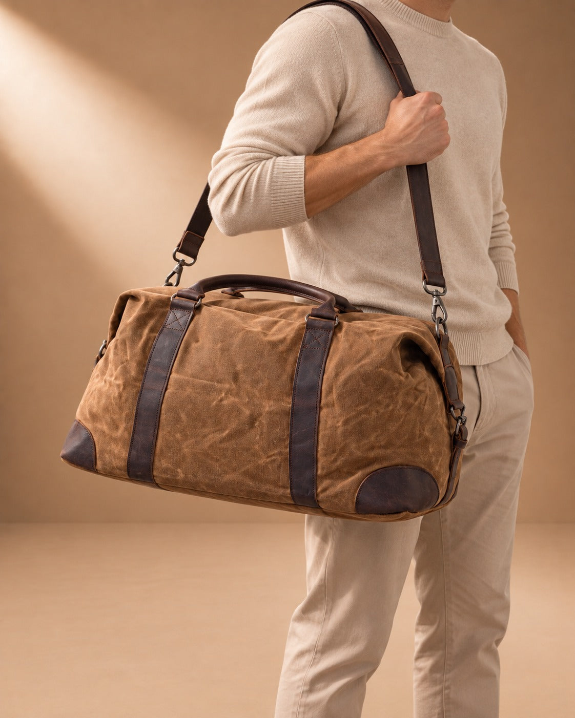 Airton Waxed Canvas Barrel Duffle Bag - porte