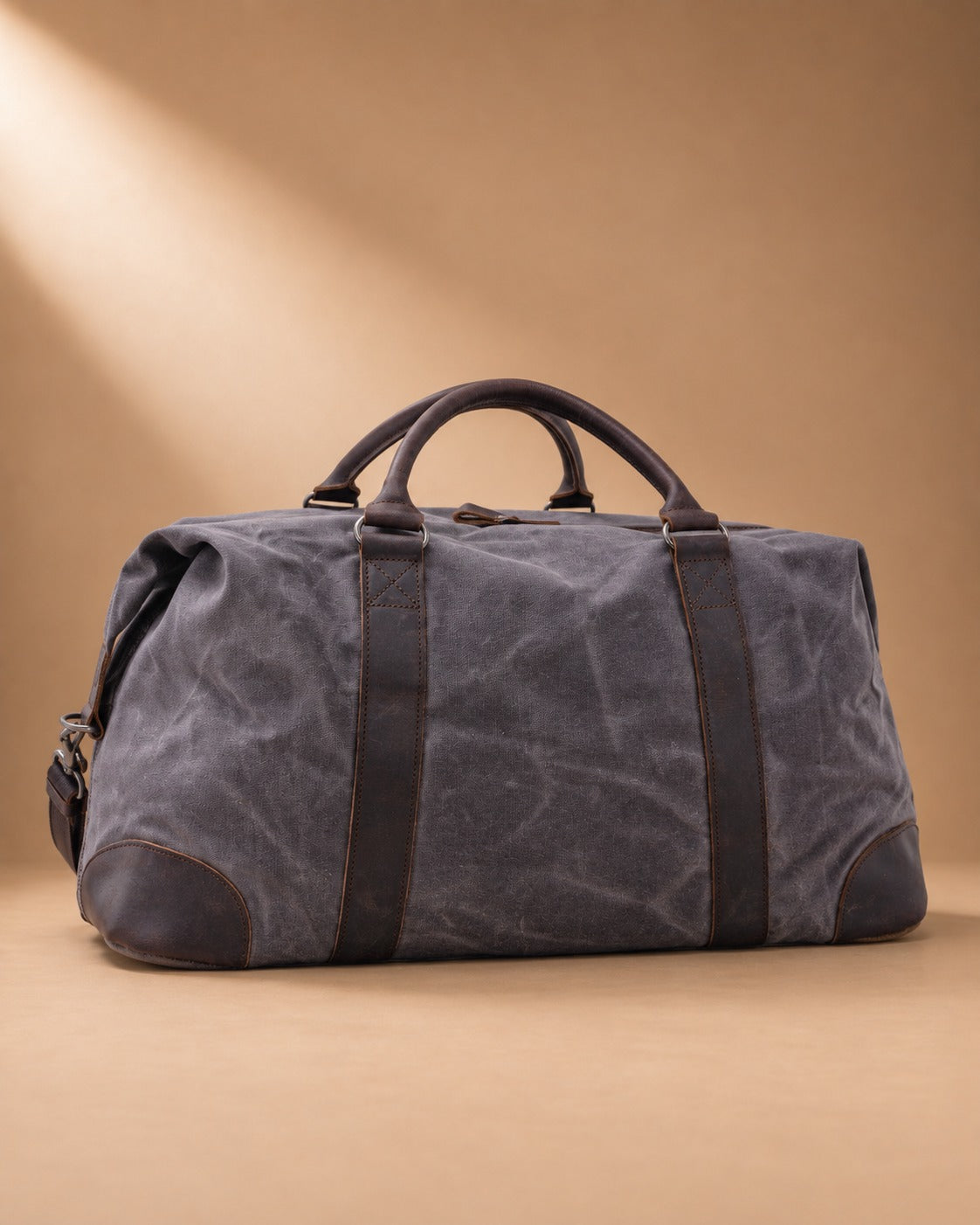 Airton Waxed Canvas Barrel Duffle Bag - grey