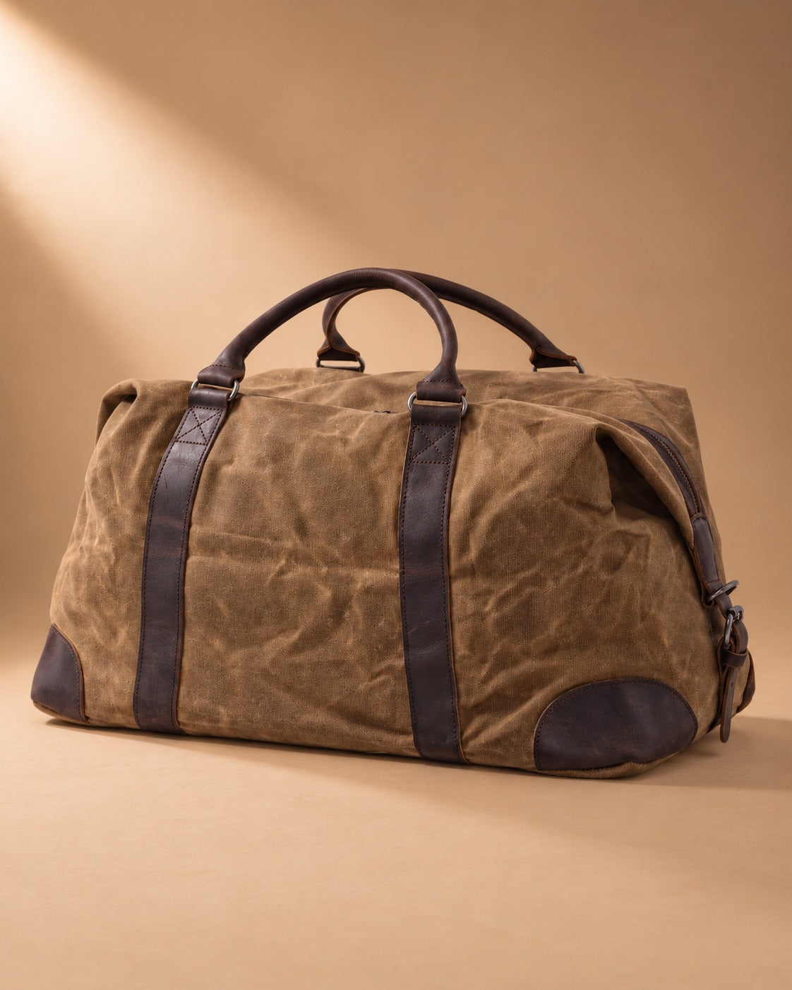 Airton Waxed Canvas Barrel Duffle Bag - khaki