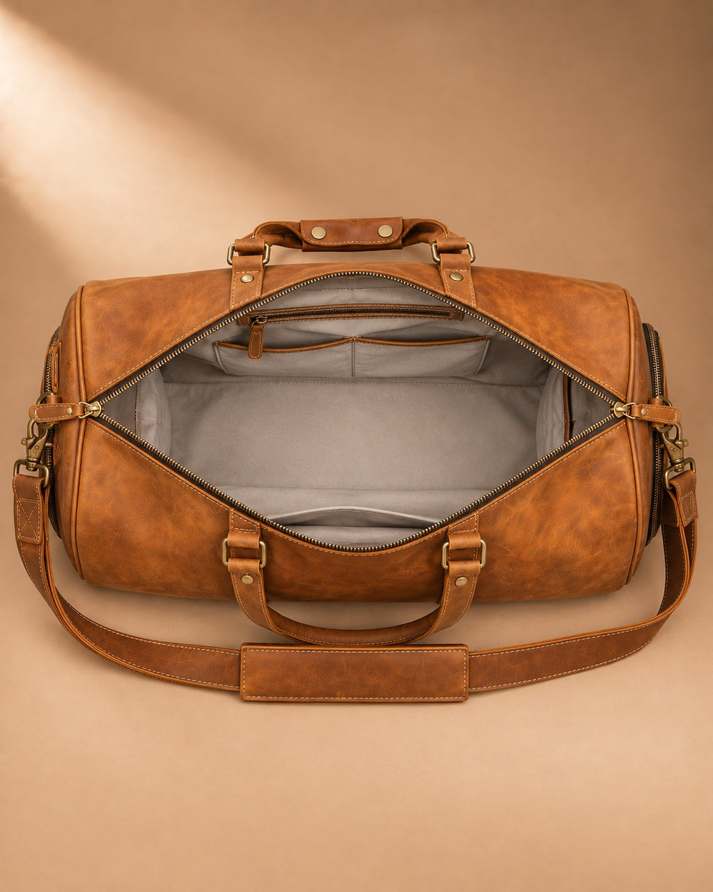 Addingham Full Grain Leather Duffle Bag - interieur