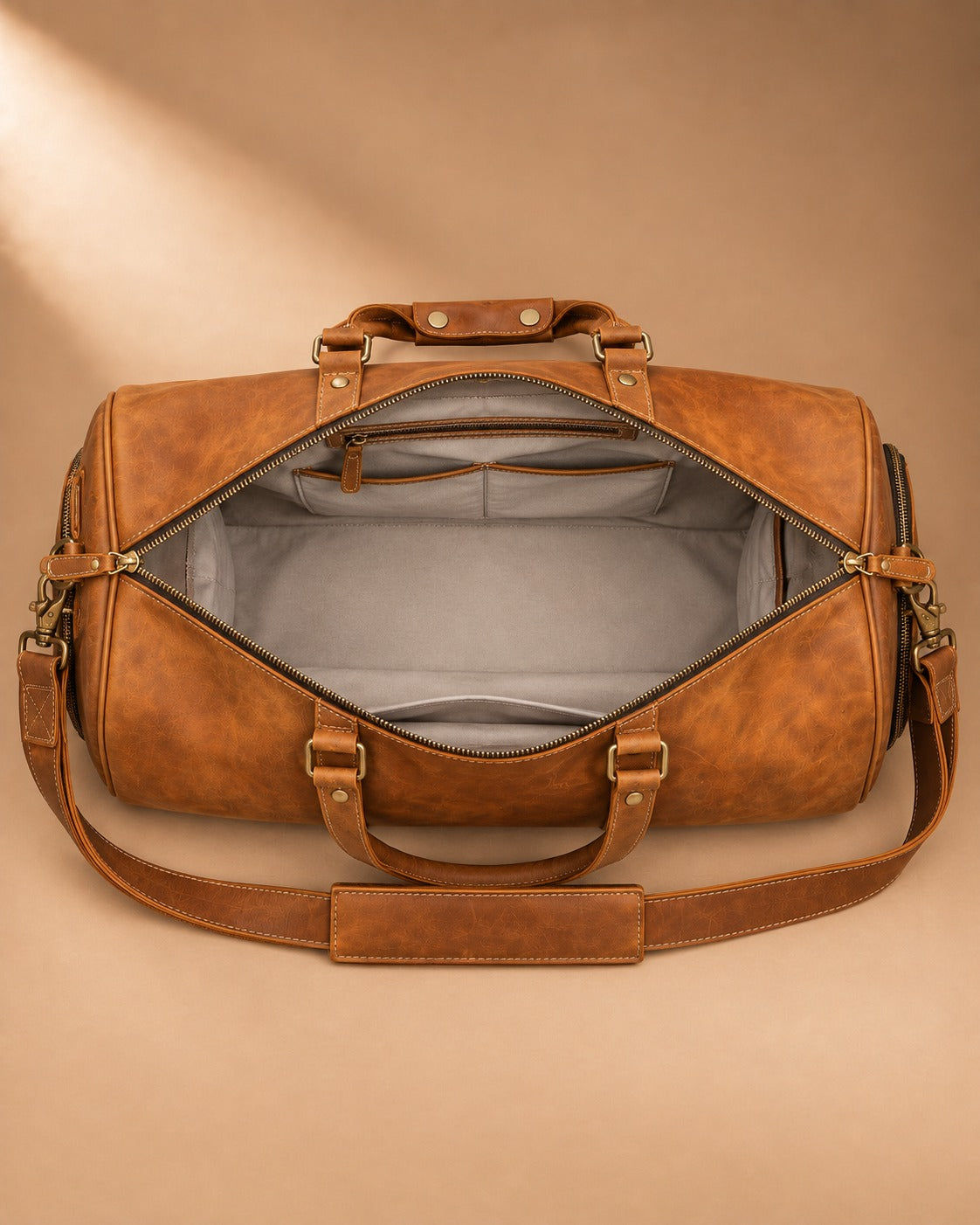 Addingham Full Grain Leather Duffle Bag - interieur
