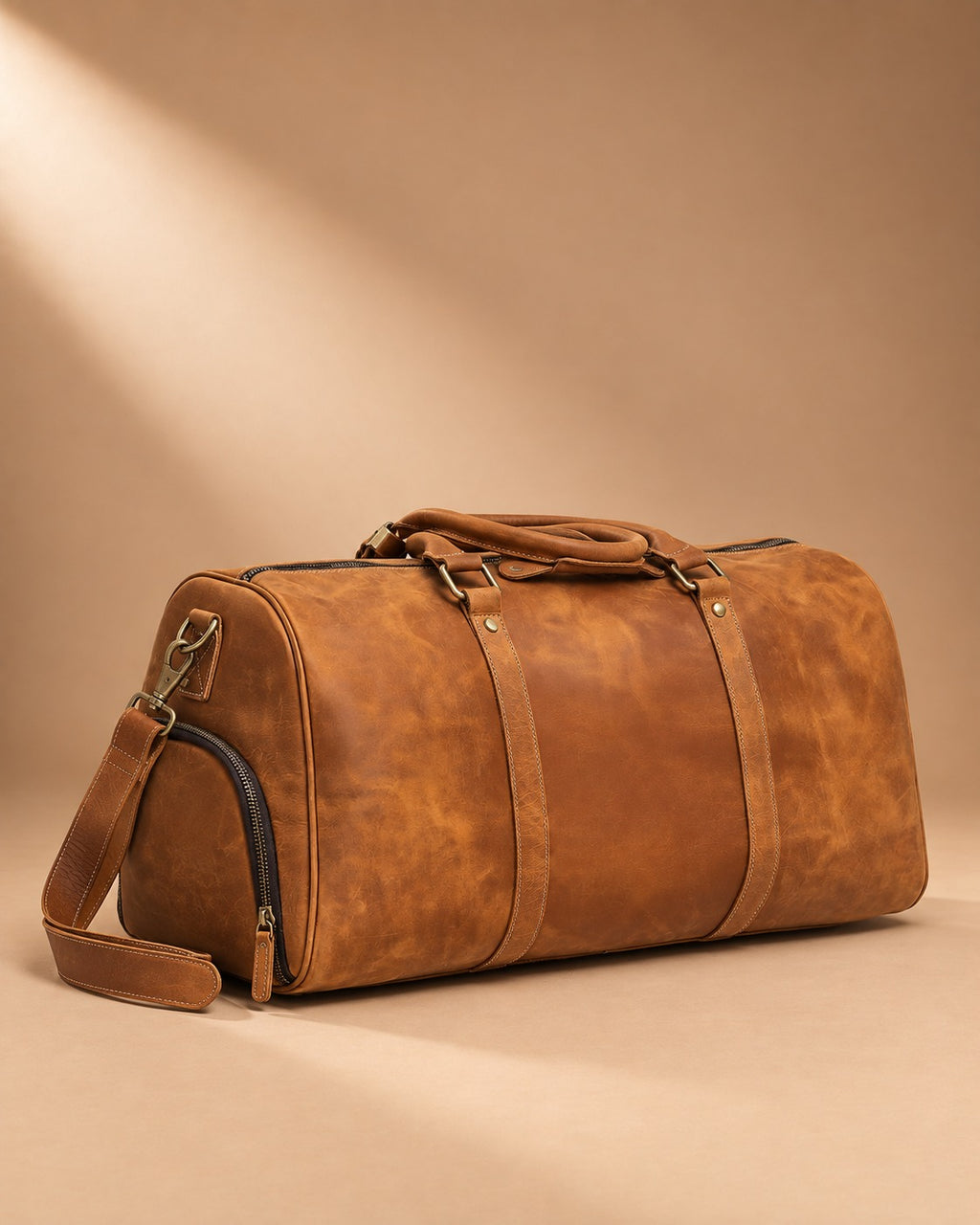 Addingham Full Grain Leather Duffle Bag - brown