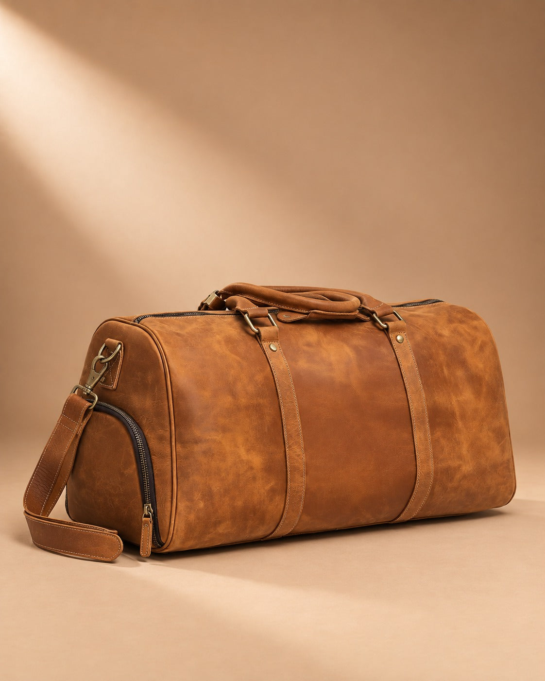 Addingham Full Grain Leather Duffle Bag - brown