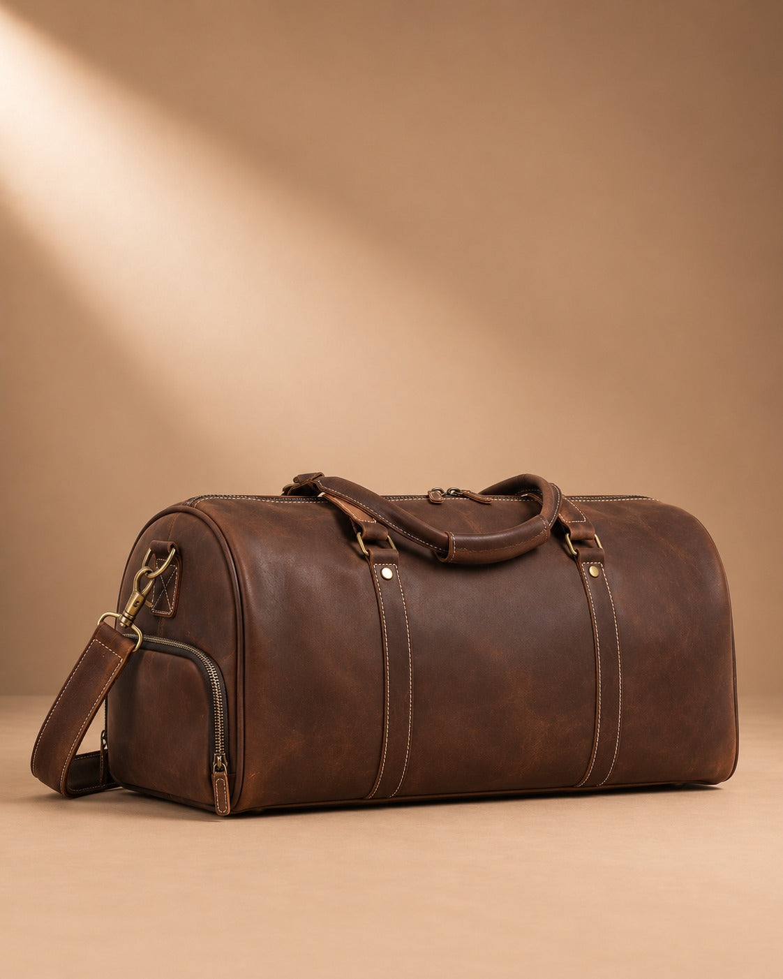 Addingham Full Grain Leather Duffle Bag - Coffee