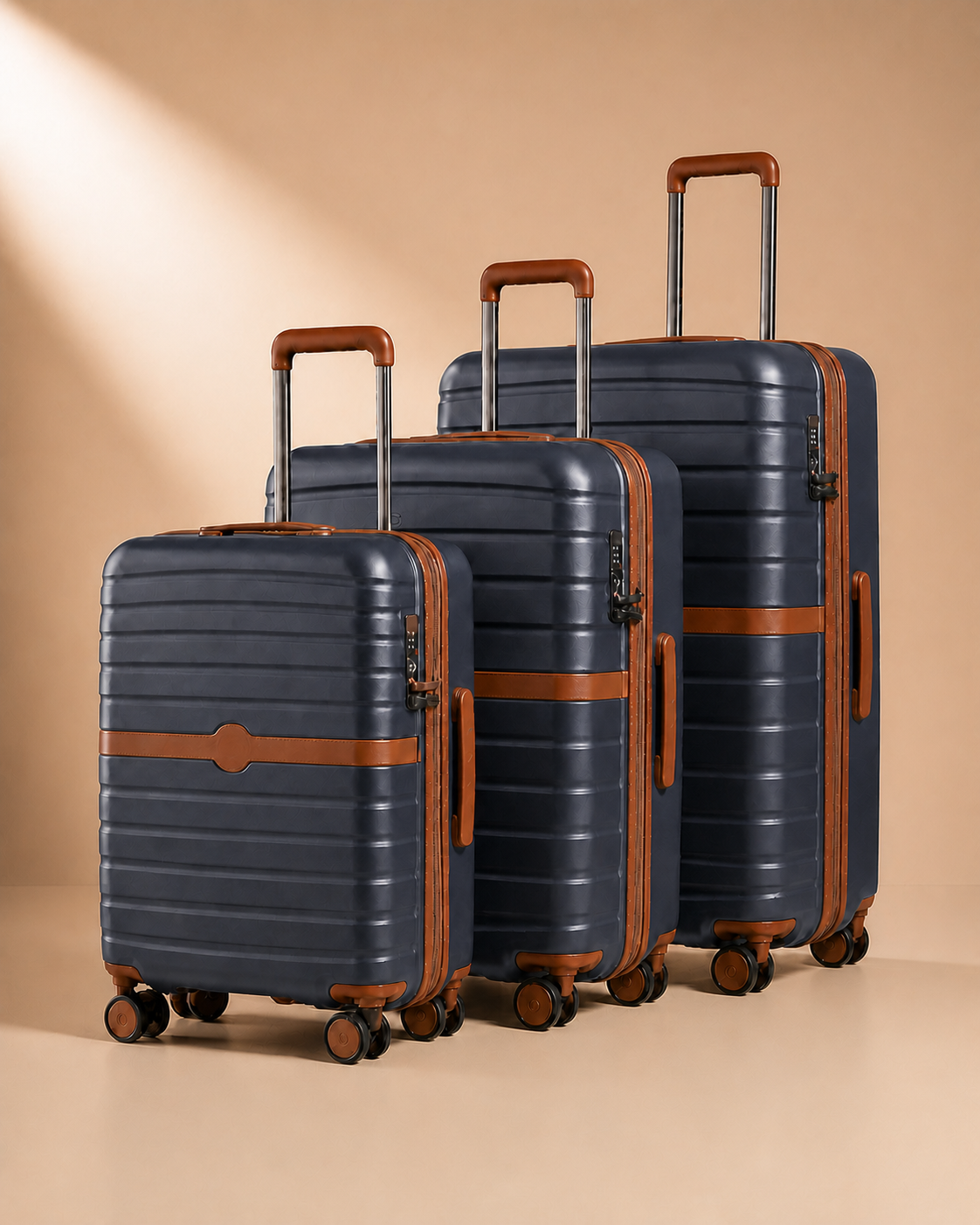 Morar Lightweight 3 Piece Hard Shell Suitcase Set - 20/24/28 Inch - Blue variant clean studio photo