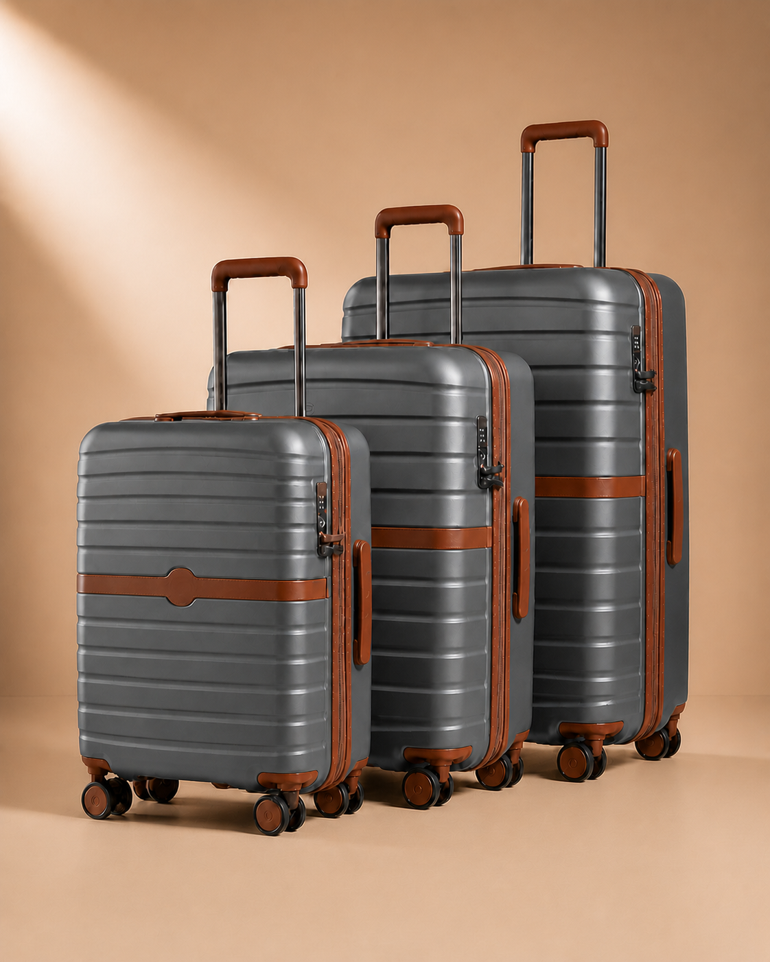 Morar Lightweight 3 Piece Hard Shell Suitcase Set - 20/24/28 Inch - Grey variant clean studio photo