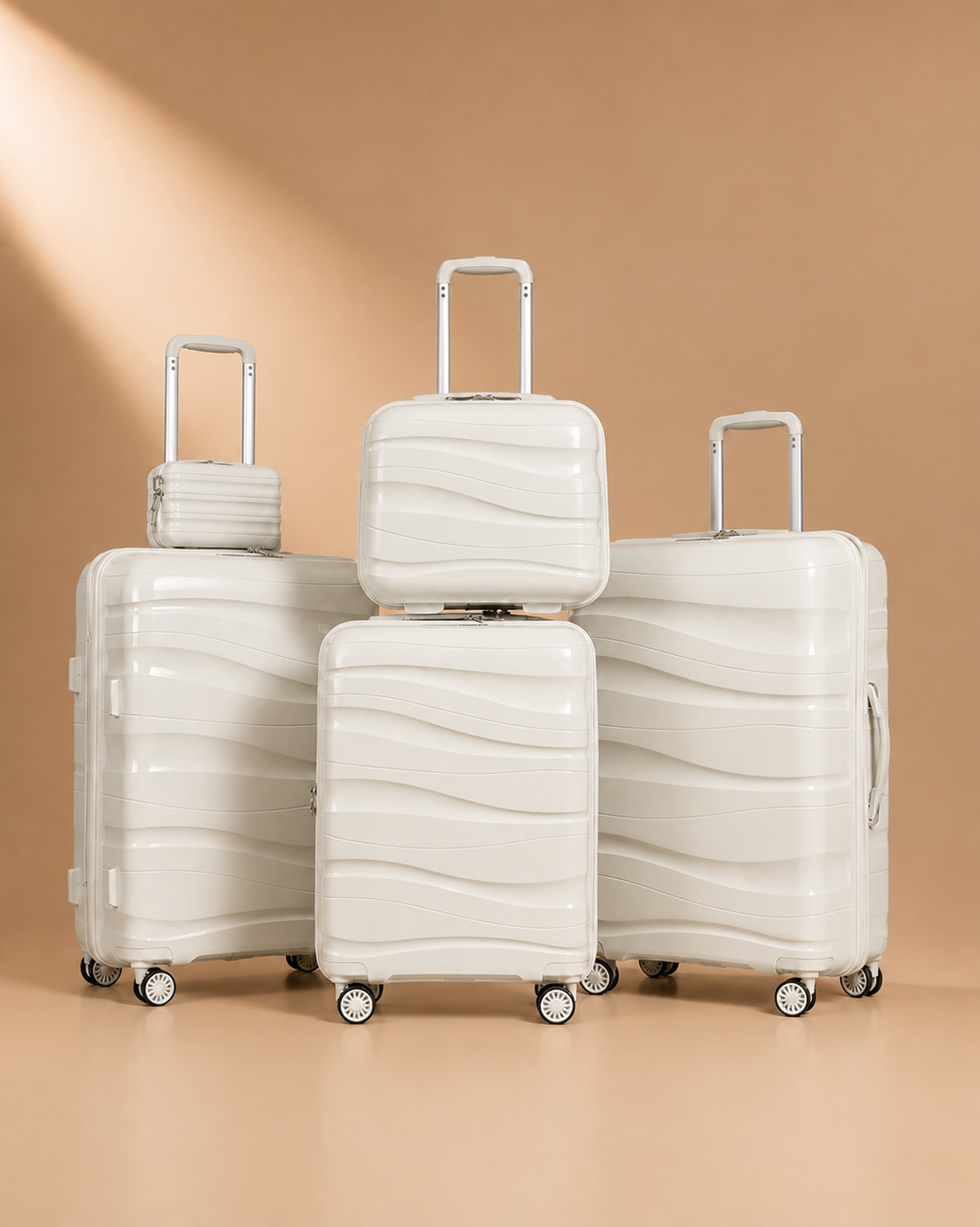 Gairloch 5 Piece Luggage Set in White - Studio Product View