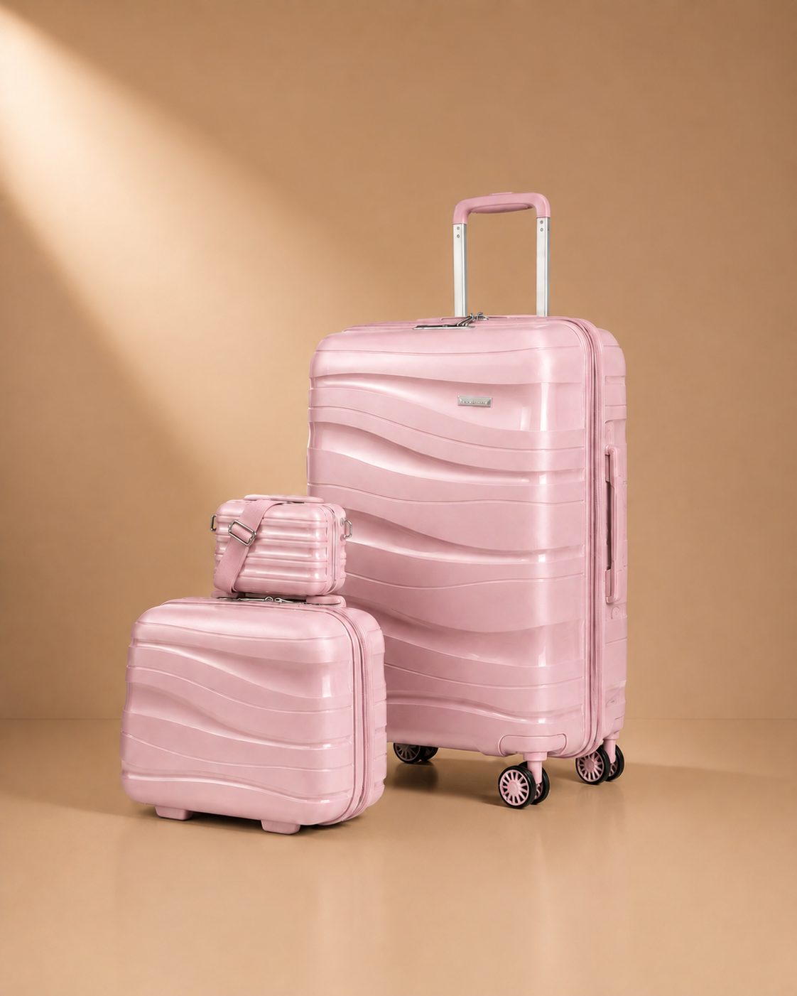 Gairloch Luggage Set in Pink - Studio Product View