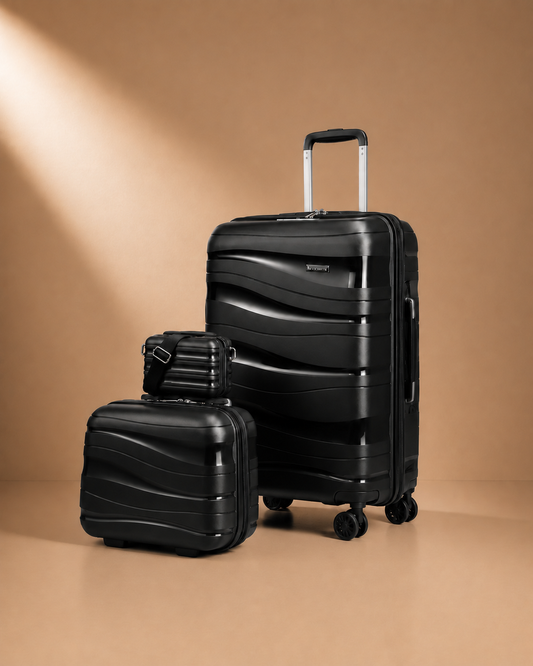 Gairloch Luggage Set in Black - Studio Product View