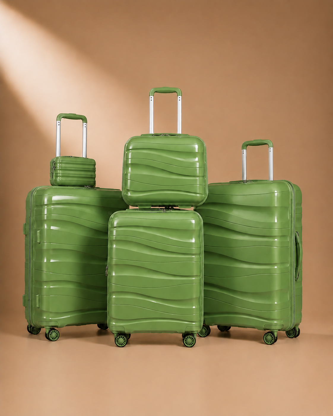 Gairloch 5 Piece Luggage Set in Green - Studio Product View